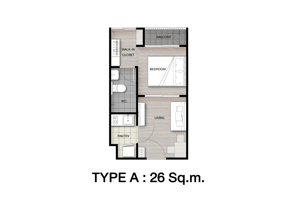 SENA Eco Town Rangsit Station · 户型 A · 26 m²