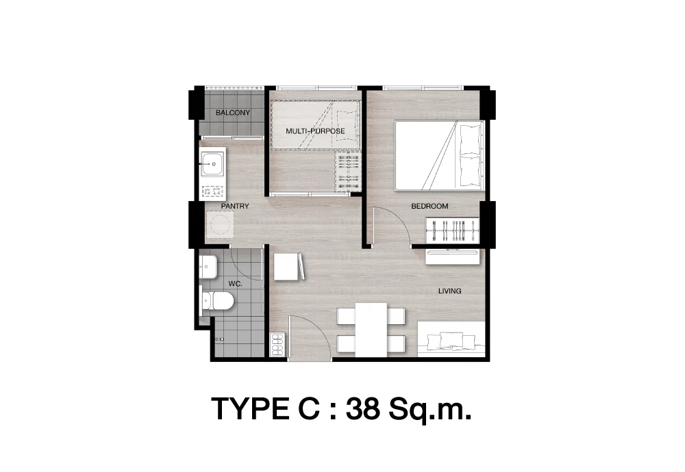 SENA Eco Town Rangsit Station · 户型 C · 38 m²