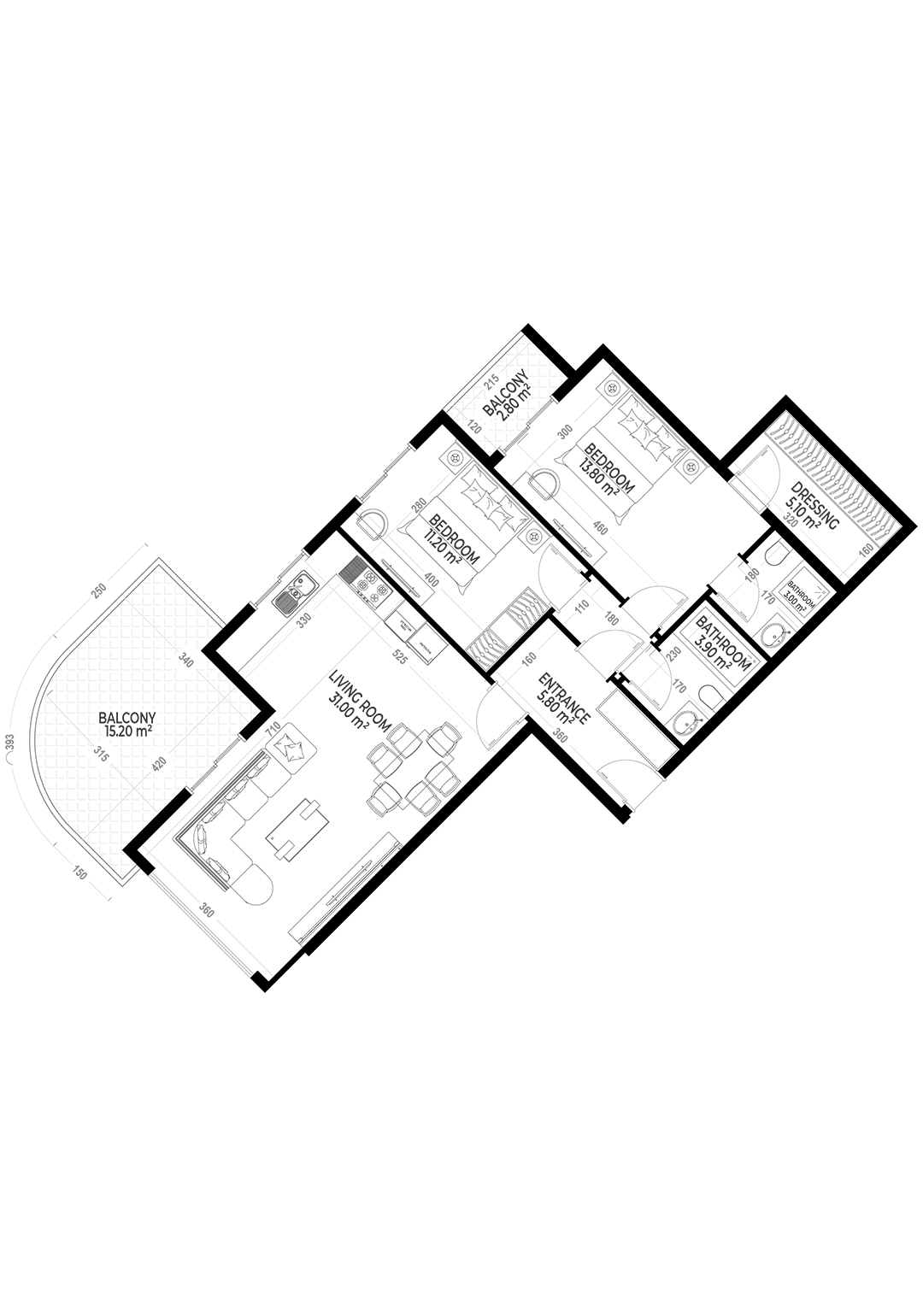 Yekta Sunrise Residence · 格局 10 · 2+1 · 112 平方米